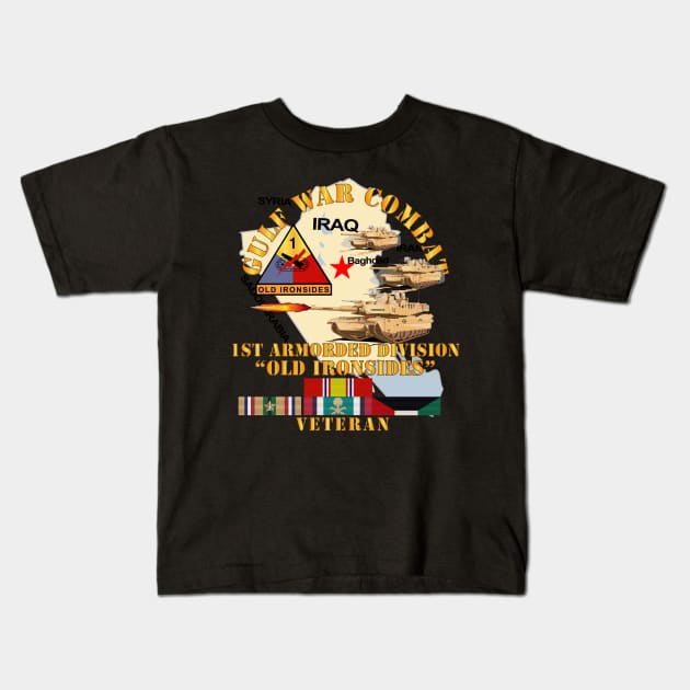 Gulf War Combat Armor Vet w 1st Armored Division Kids T-Shirt by twix123844